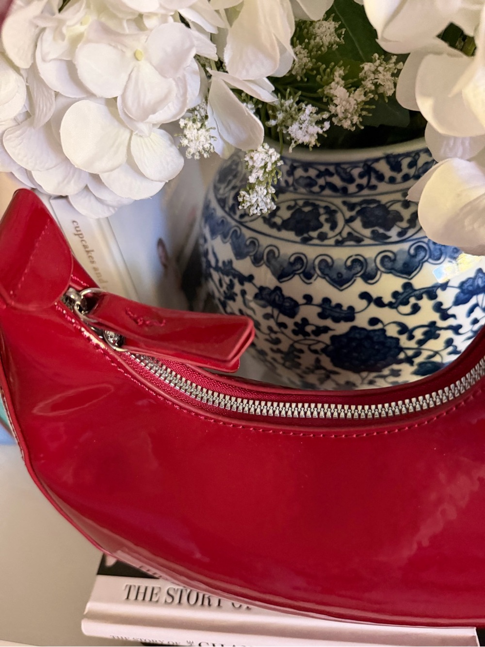Patent Red Crescent Shoulder Bag - Women - Picture 2 of 3